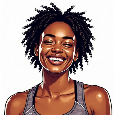 Smiling African-American woman with curly hair