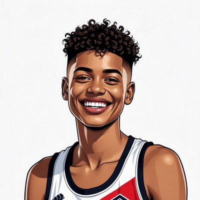 Smiling African-American young man in basketball jersey