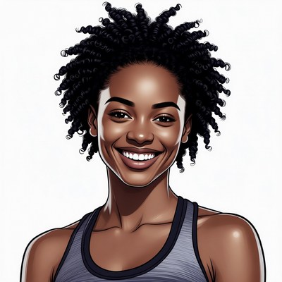 Smiling African-American woman with curly hair