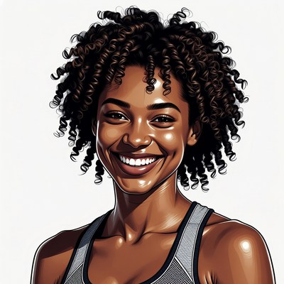 Smiling African-American woman with curly hair