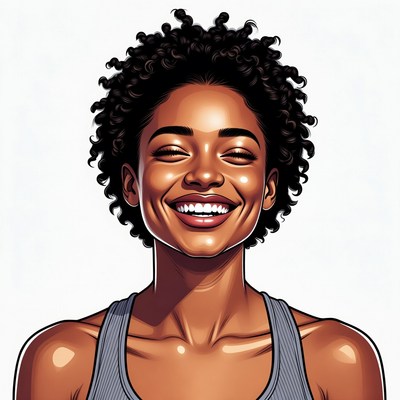 Smiling African-American woman with curly hair