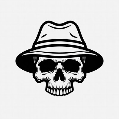 Skull wearing fedora hat