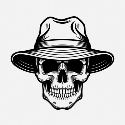 Skull Wearing Fedora and Sunglasses
