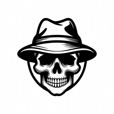 Skull Wearing Fedora Hat