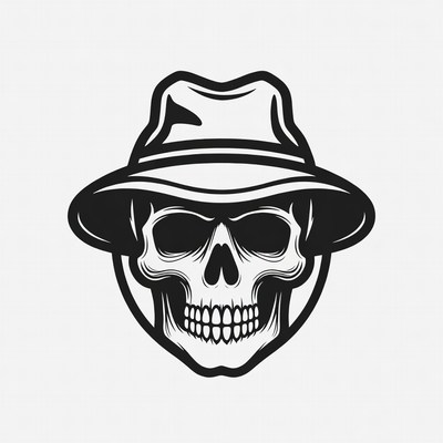 Skull Wearing Fedora Hat