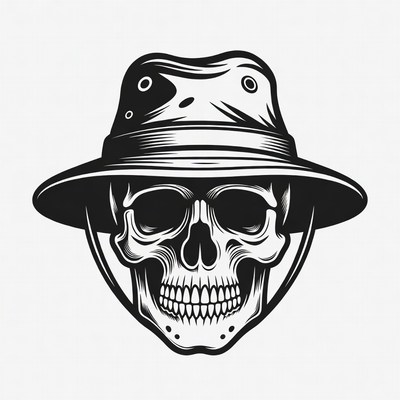 Skull Wearing Bucket Hat