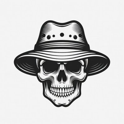 Cowboy Hat Skull Illustration