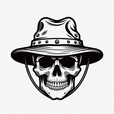 Skull Wearing Cowboy Hat
