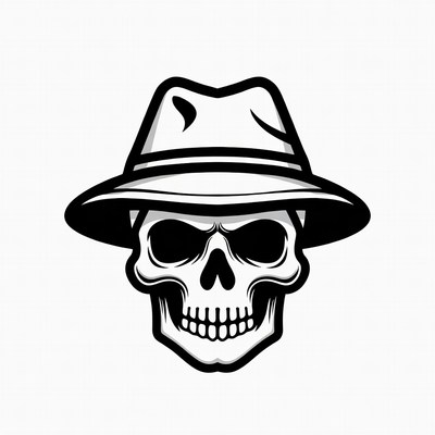 Skull Wearing Fedora Hat