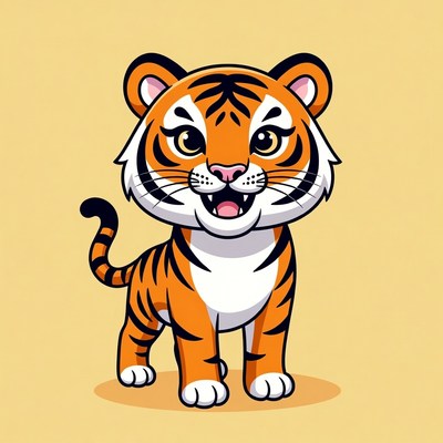 Cute cartoon tiger smiling