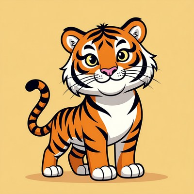 Cute cartoon tiger cub standing