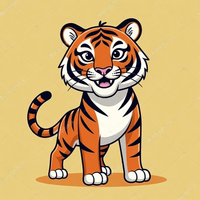 Cute cartoon tiger standing
