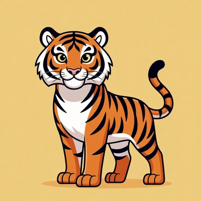 Cute cartoon tiger cub standing
