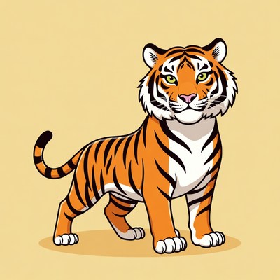 Cartoon tiger standing isolated