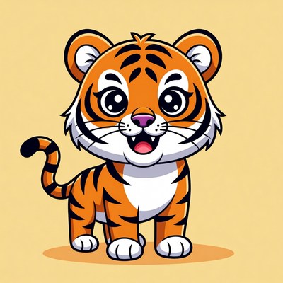 Cute cartoon tiger cub