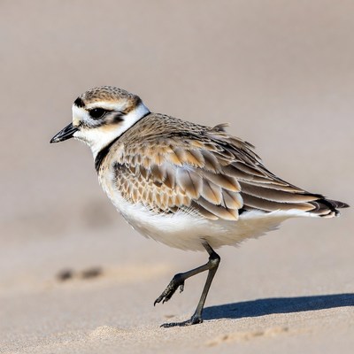 Piping Plover Walking on Beach Sand