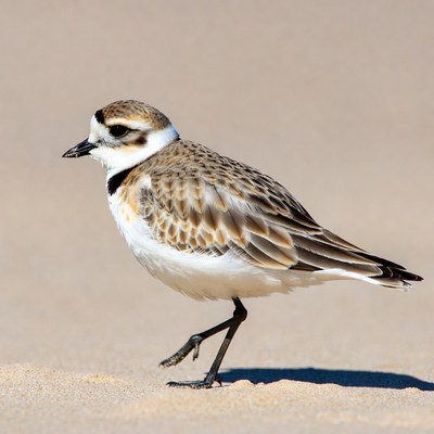 Piping Plover Walking on Beach Sand