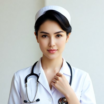 Asian nurse with stethoscope