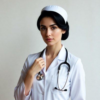 Nurse holding stethoscope