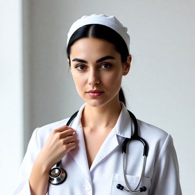 Nurse with stethoscope smiling