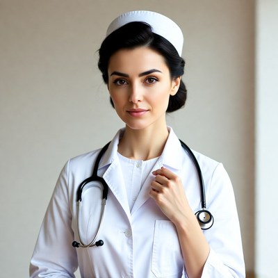 Nurse holding stethoscope