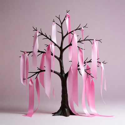 Pink Ribbon Tree for Breast Cancer Awareness