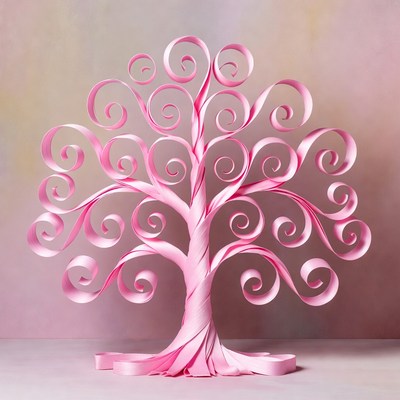 Pink Curly Ribbon Tree