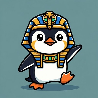 Cute Penguin in Pharaoh Headdress