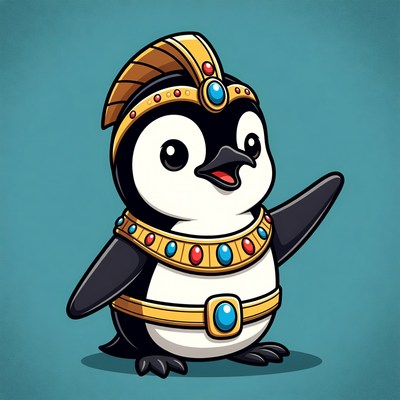 Pharaoh Penguin Wearing Gold Crown
