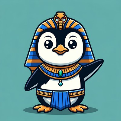 Pharaoh Penguin in Egyptian Headdress