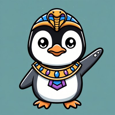 Pharaoh Penguin with Egyptian Headdress