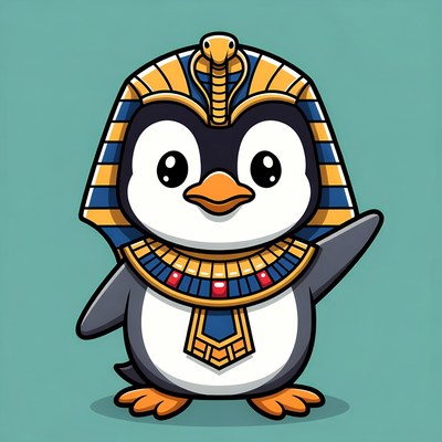 Cute Pharaoh Penguin Waving