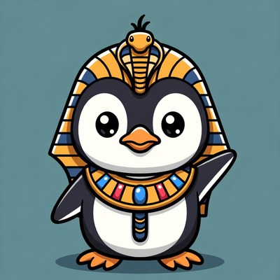 Cute Penguin in Pharaoh Headdress