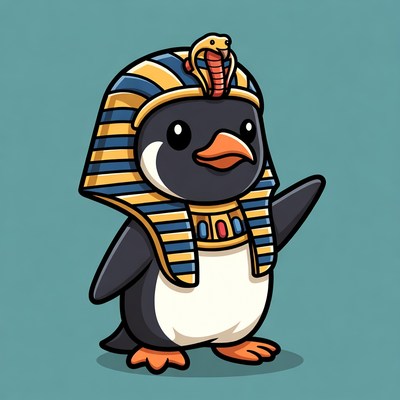 Penguin in Pharaoh Headdress