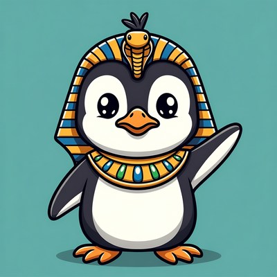 Cute Penguin in Egyptian Pharaoh Costume