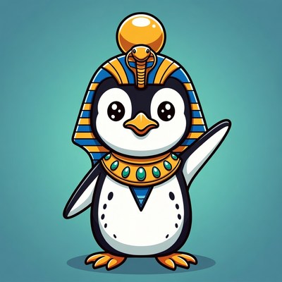 Cute Penguin in Pharaoh Headdress