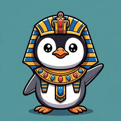 Cute Penguin in Pharaoh Costume
