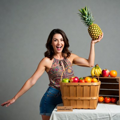 Woman holding pineapple at farmers market