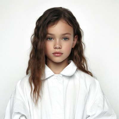 Young girl with wavy brown hair