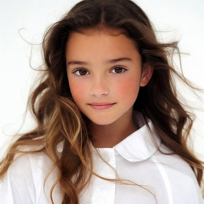 Young girl with wavy brown hair