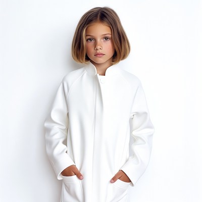 Girl in white coat