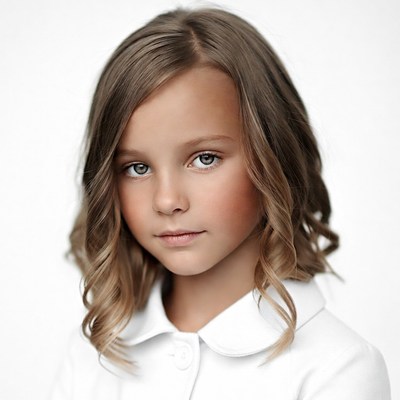 Young girl with brown wavy hair