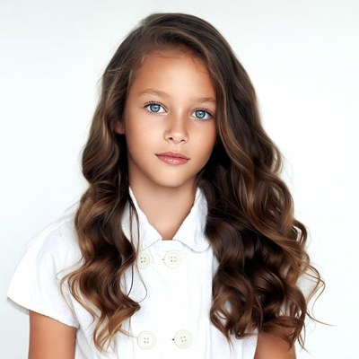 Girl with long wavy brown hair