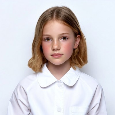 Girl in white school uniform
