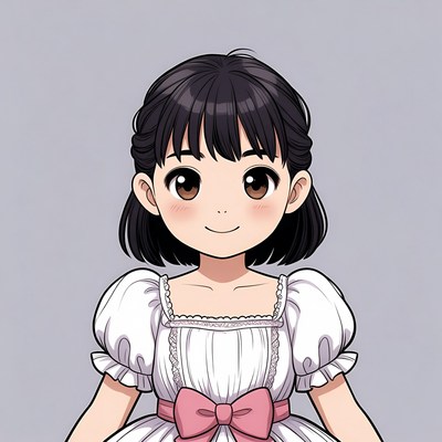 Anime girl in white dress