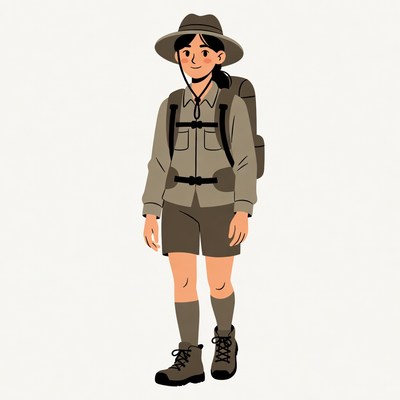 Asian girl in safari outfit