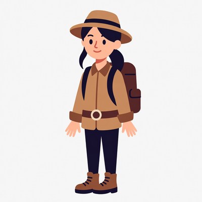 Girl in safari outfit with backpack