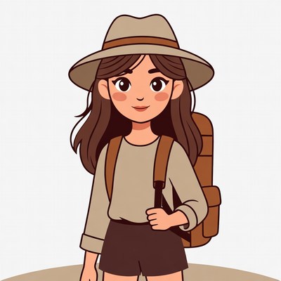 Girl wearing hat and backpack