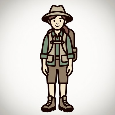 Girl scout wearing backpack illustration