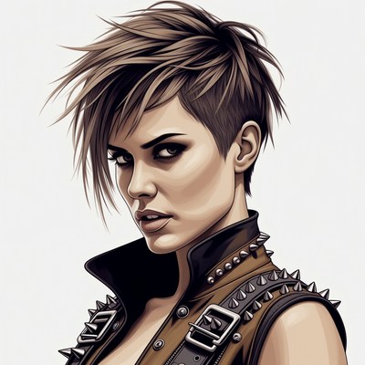 Punk woman with spiked leather vest